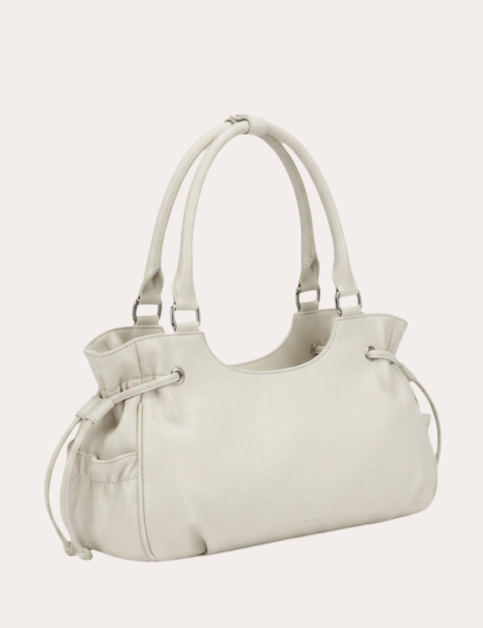Slouchy Leather Drawstring Shoulder Bag Y2K Everyday Tote
