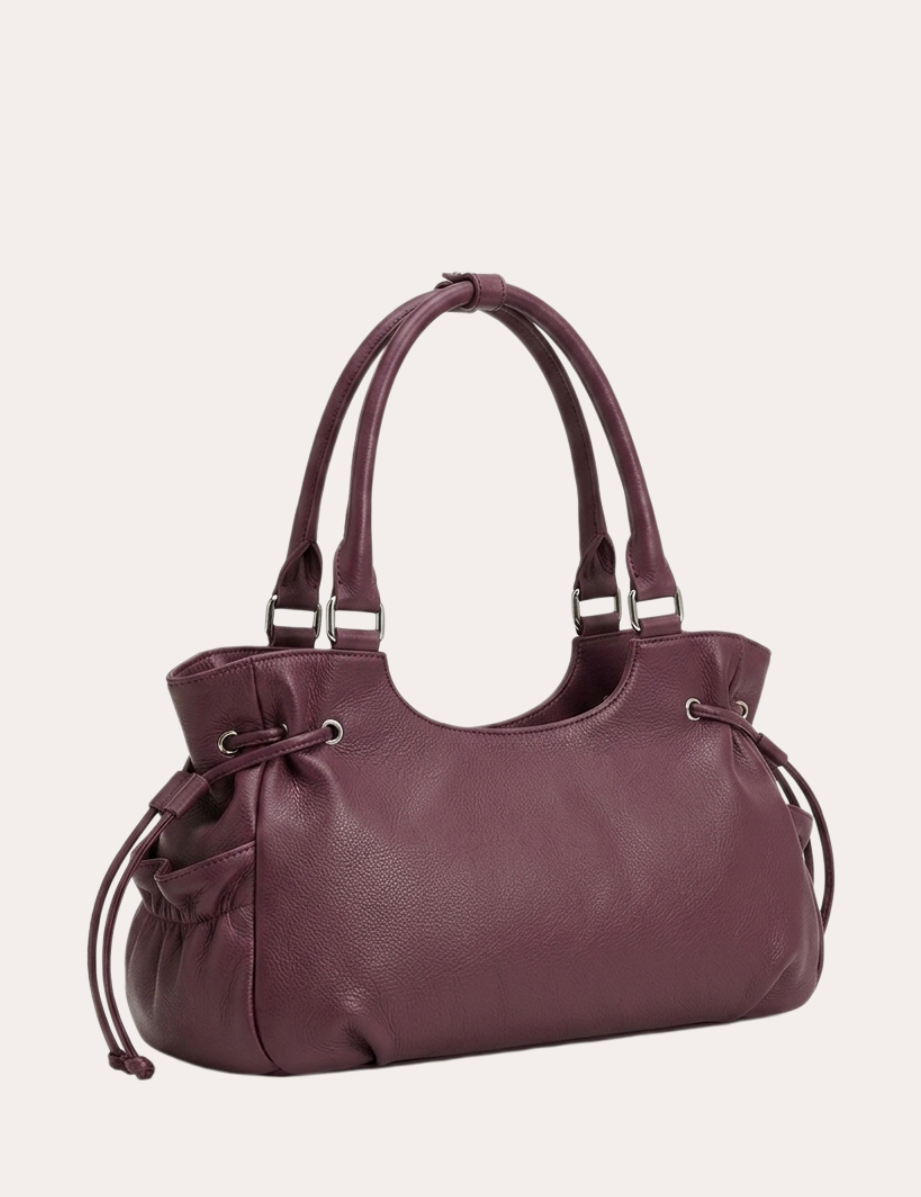 Slouchy Leather Drawstring Shoulder Bag Y2K Everyday Tote