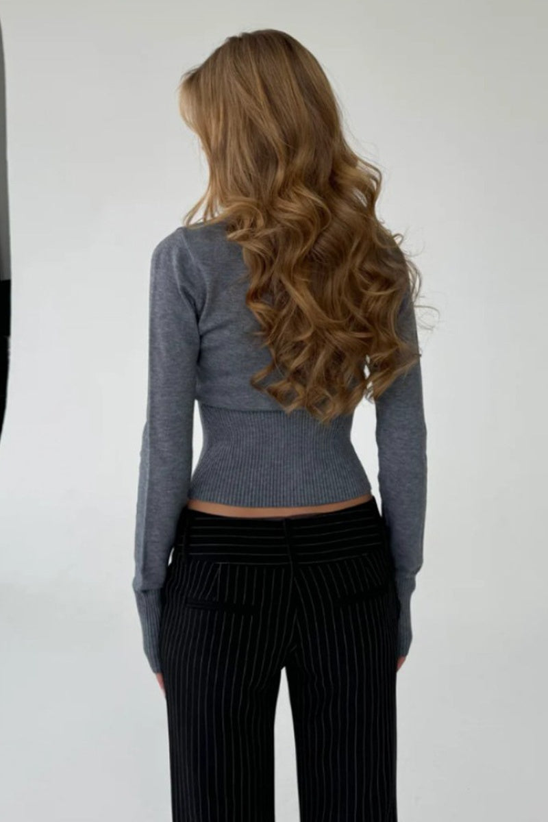 Ribbed Button Front Fitted Knit Cardigan Top