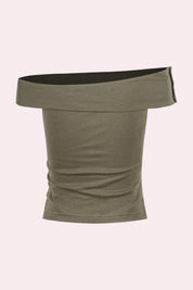 Star Studded Camo Fold-Over Off Shoulder Tube Top