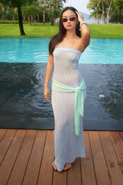 Mila Strapless Pointelle Knit Maxi Dress