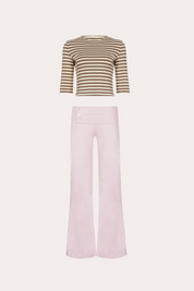 Striped Crop Top and Pink Flare Pants Set