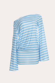 Striped Off-Shoulder Backless Long Sleeve Mini Dress