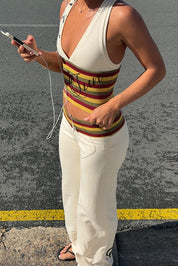 Striped Low Rise Track Pants and Tank Top