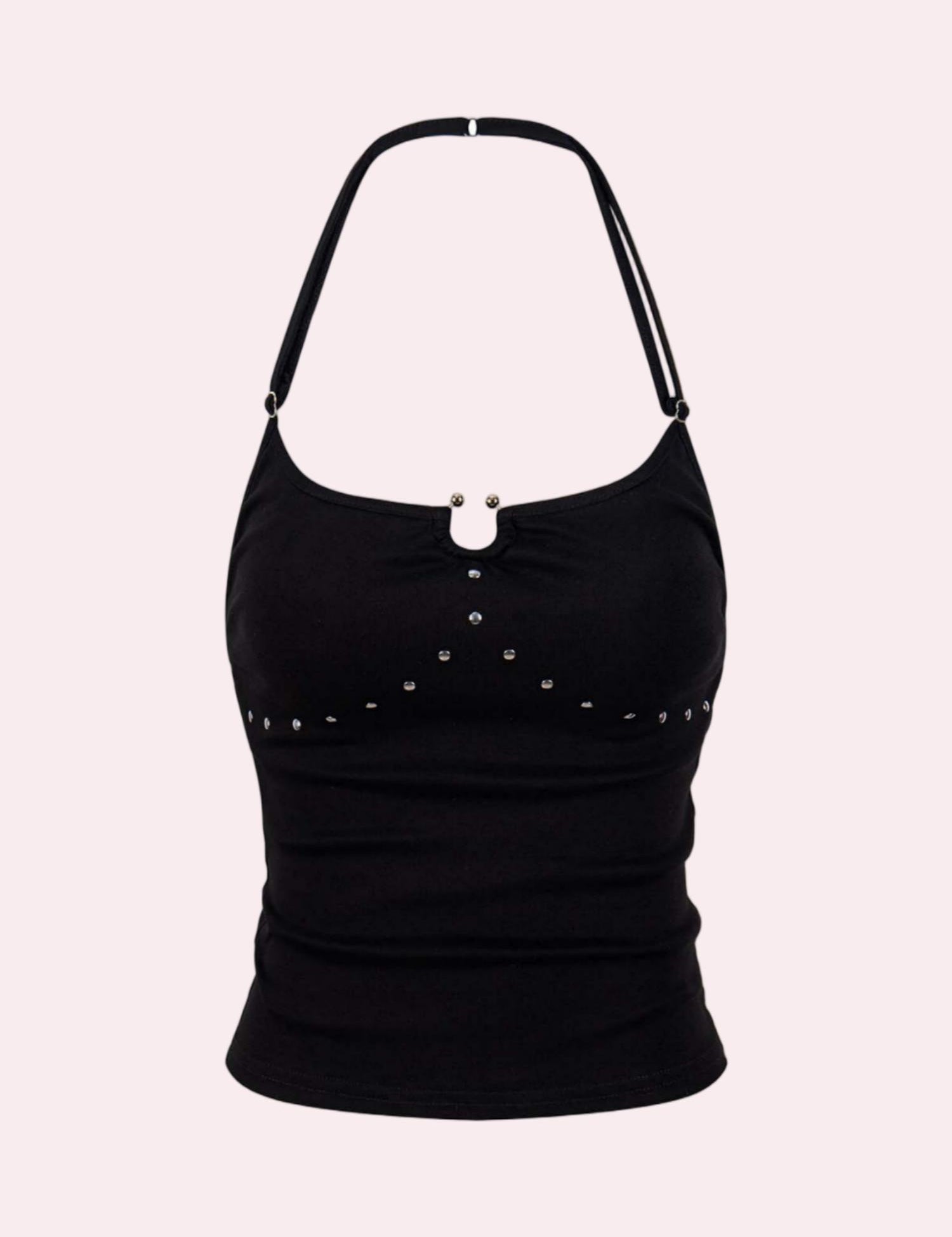 Studded Cut Out Halter Tank Top
