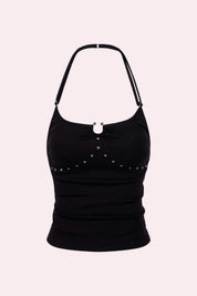 Studded Cut Out Halter Tank Top