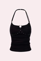 Studded Cut Out Halter Tank Top