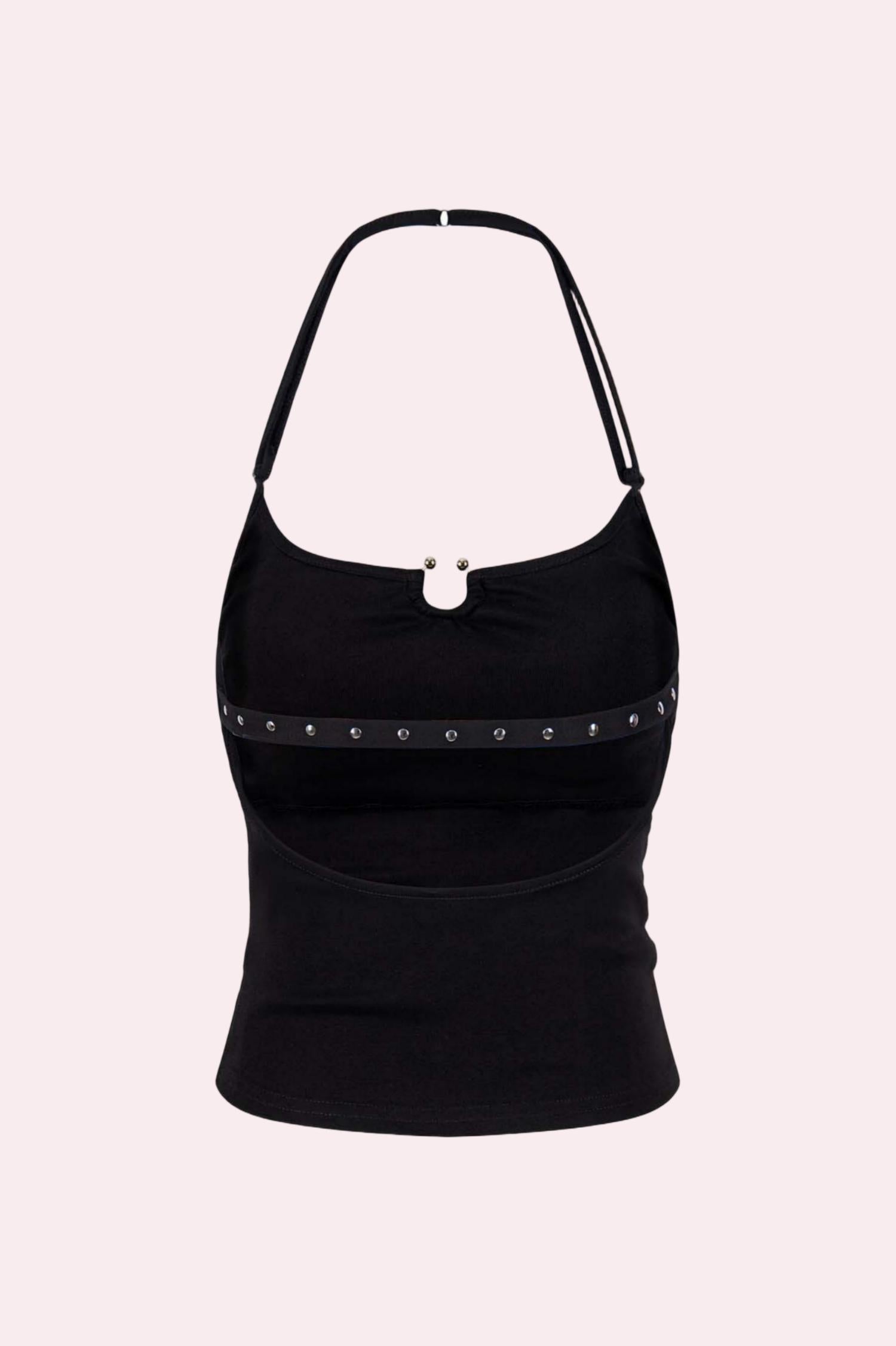 Studded Cut Out Halter Tank Top