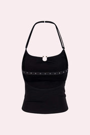Studded Cut Out Halter Tank Top
