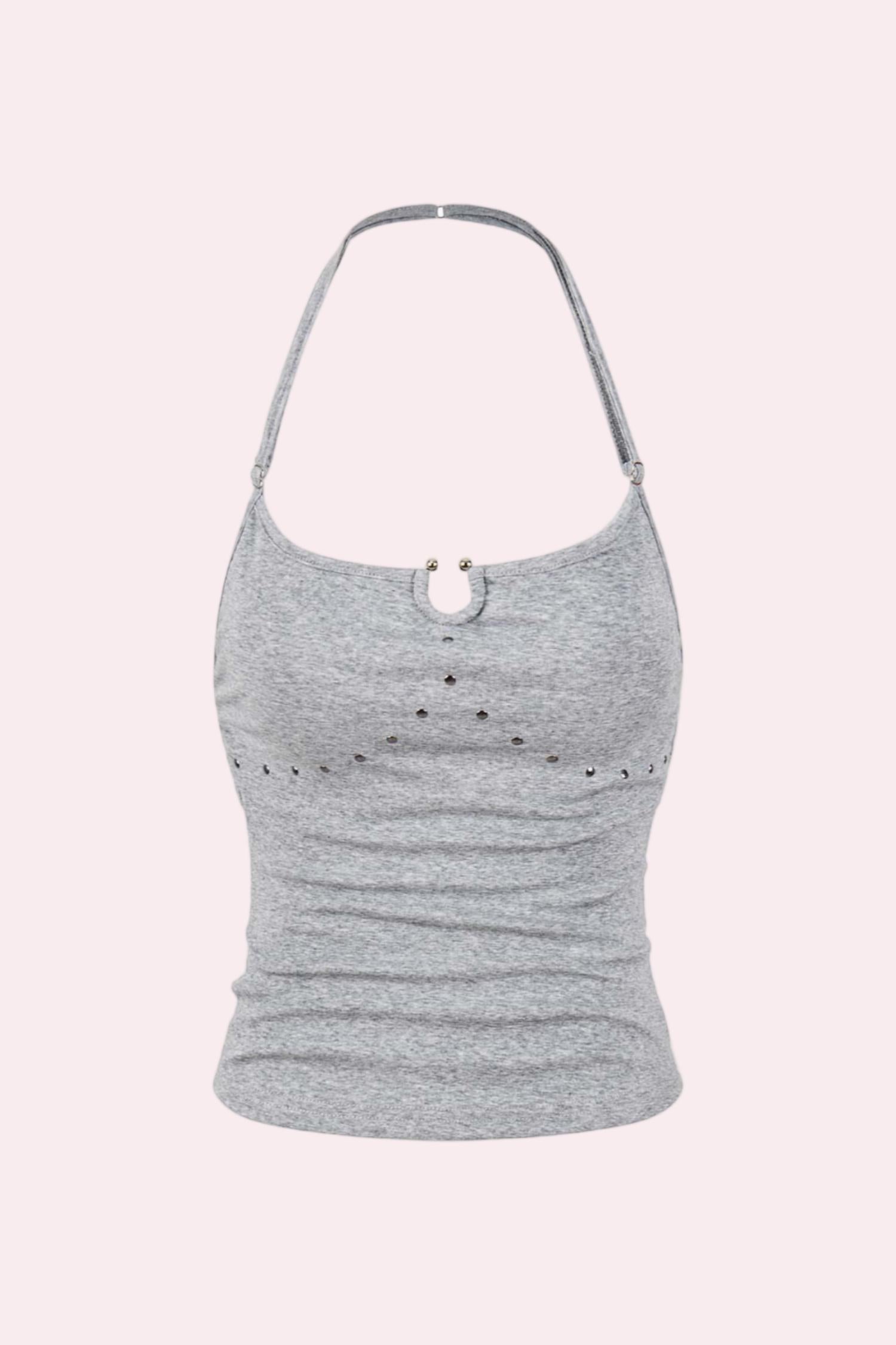 Studded Cut Out Halter Tank Top