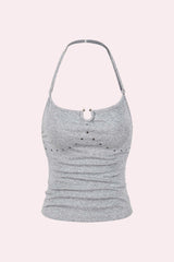Studded Cut Out Halter Tank Top