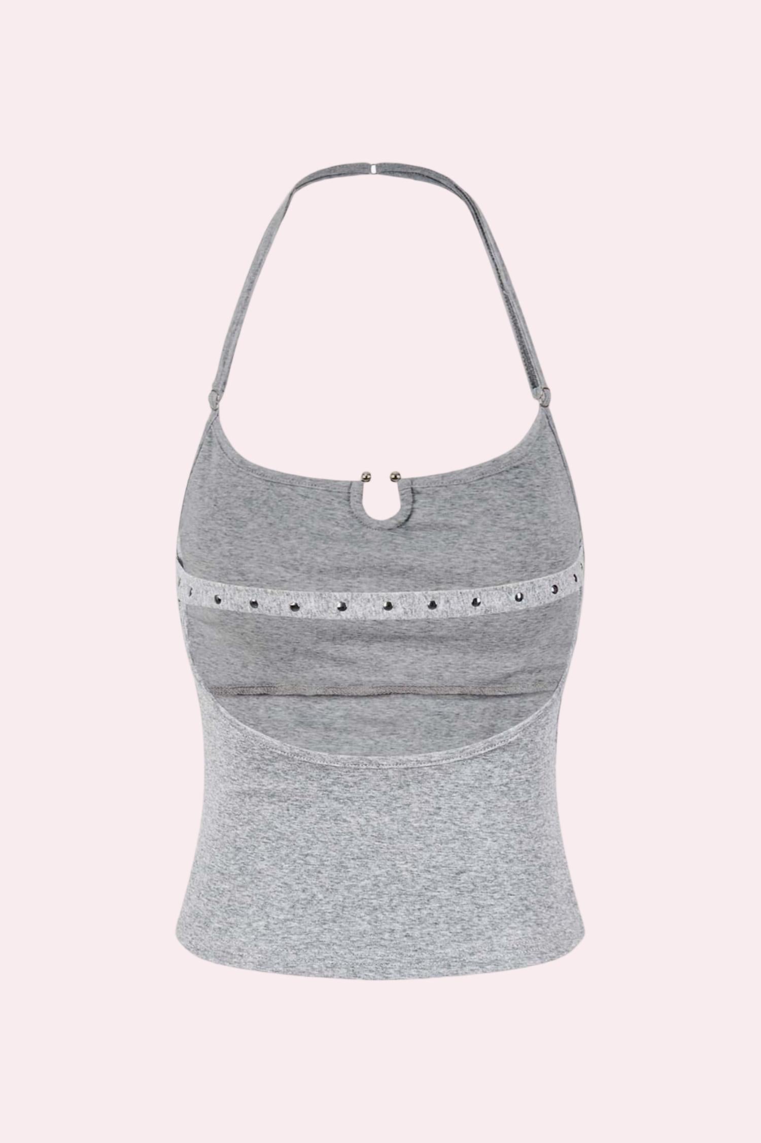 Studded Cut Out Halter Tank Top