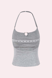 Studded Cut Out Halter Tank Top