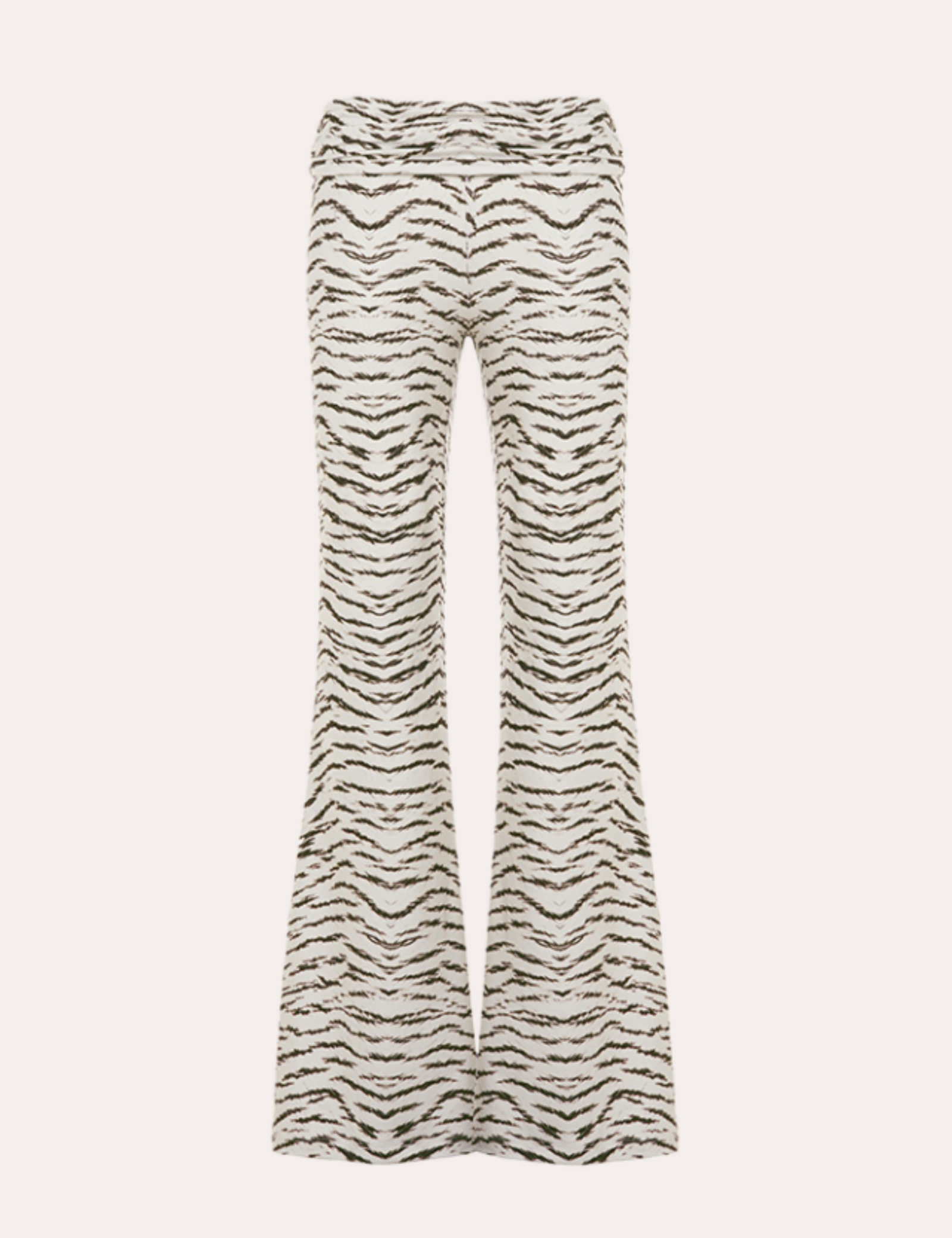 Tiger Print Low-Rise Flare Pants