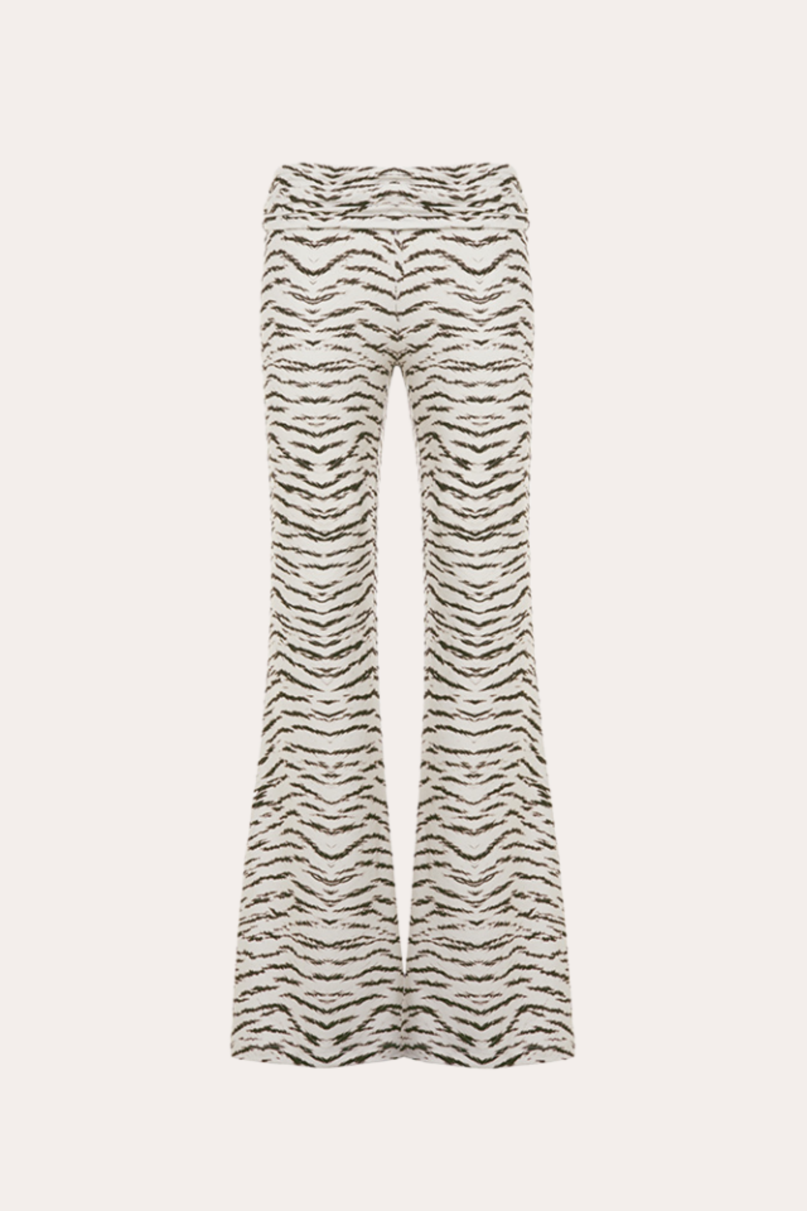 Tiger Print Low-Rise Flare Pants