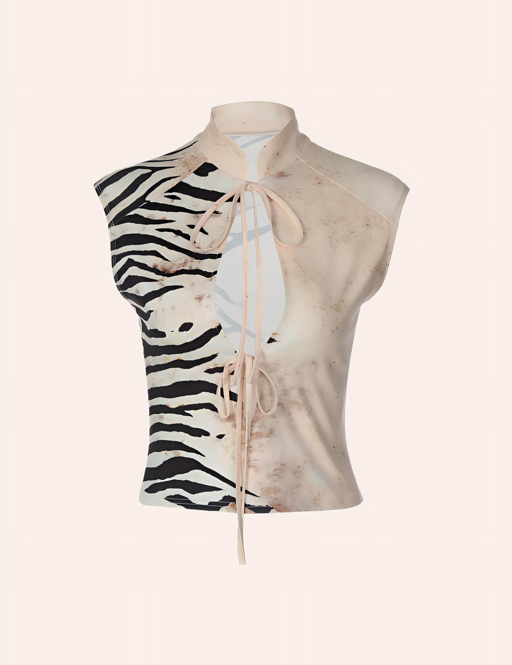 Tiger Stripe Asymmetric Cutout Halter Top