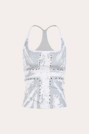 Union Jack Rhinestone Studded Racerback Crop Tank Top