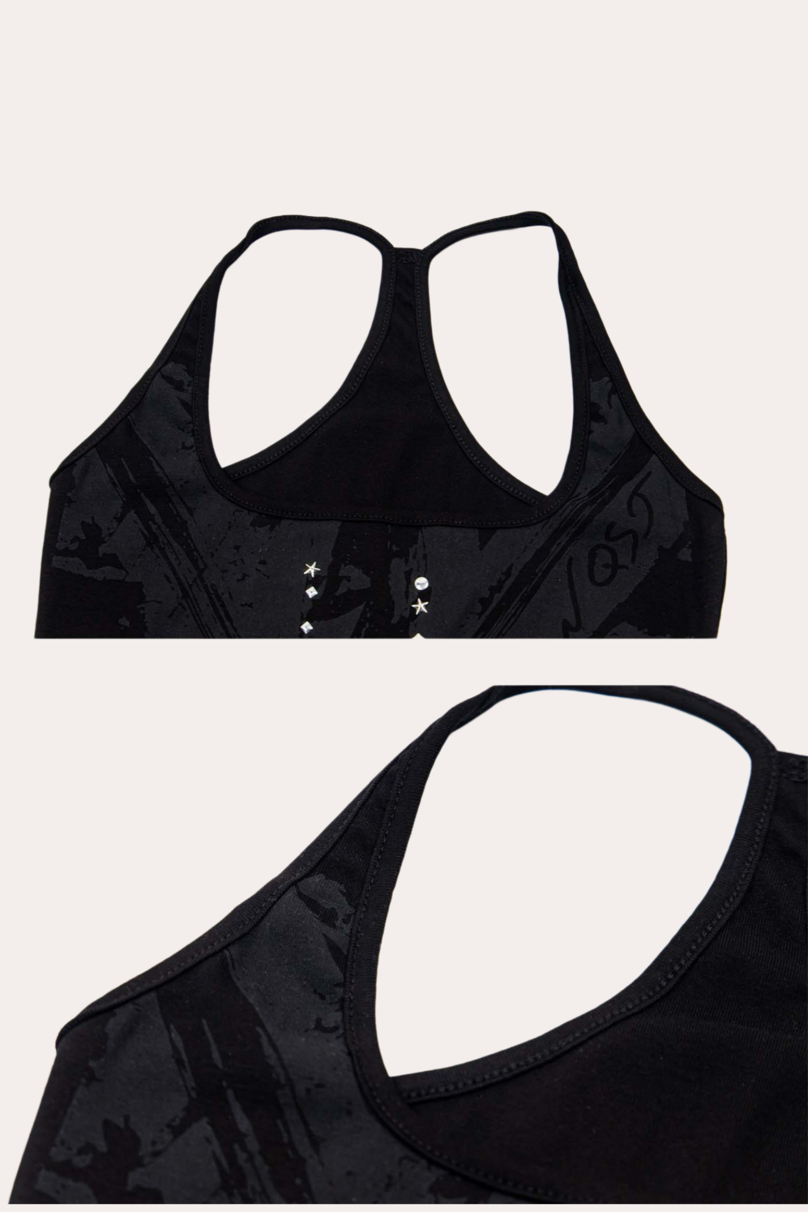 Union Jack Rhinestone Studded Racerback Crop Tank Top