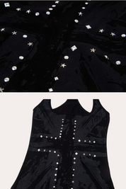 Union Jack Rhinestone Studded Racerback Crop Tank Top