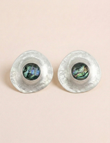 vintage-abalone-shell-earrings-matte-silver-organic-round-studs-statement-jewelry_AER006