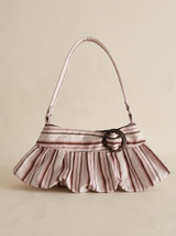 Vintage French Striped Pleated Hobo Bag