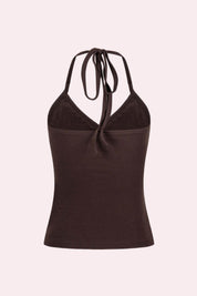 Y2K Floral Rhinestone Halter Side Button Top