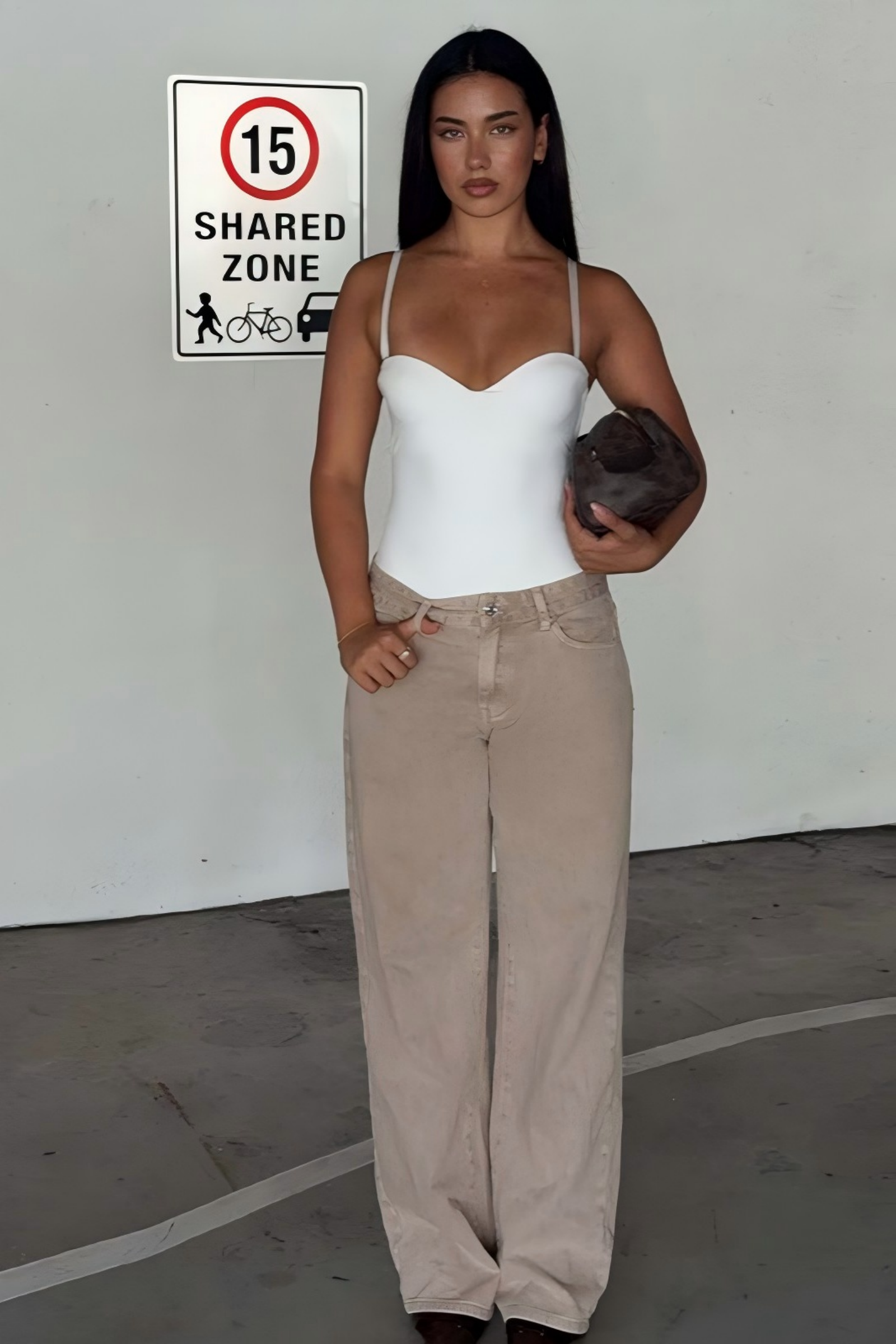 White Sweetheart Neckline Cami Bodysuit