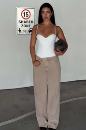 White Sweetheart Neckline Cami Bodysuit