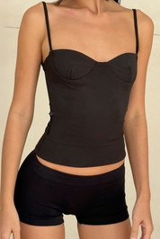 White Cami Bustier Corset Top with Spaghetti Straps