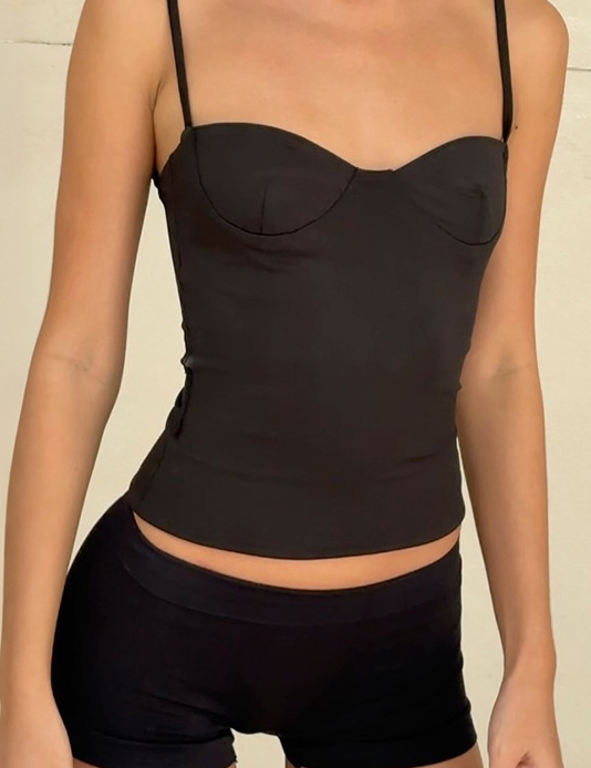 White Cami Bustier Corset Top with Spaghetti Straps