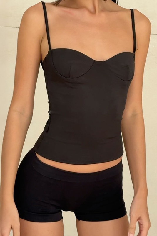 White Cami Bustier Corset Top with Spaghetti Straps