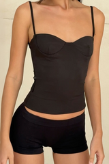 White Cami Bustier Corset Top with Spaghetti Straps