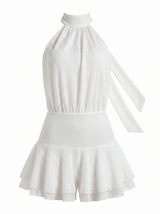 White Crochet Halter Neck Mini Dress