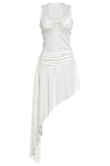 White Lace Trim V-Neck Tank Top and Skirt