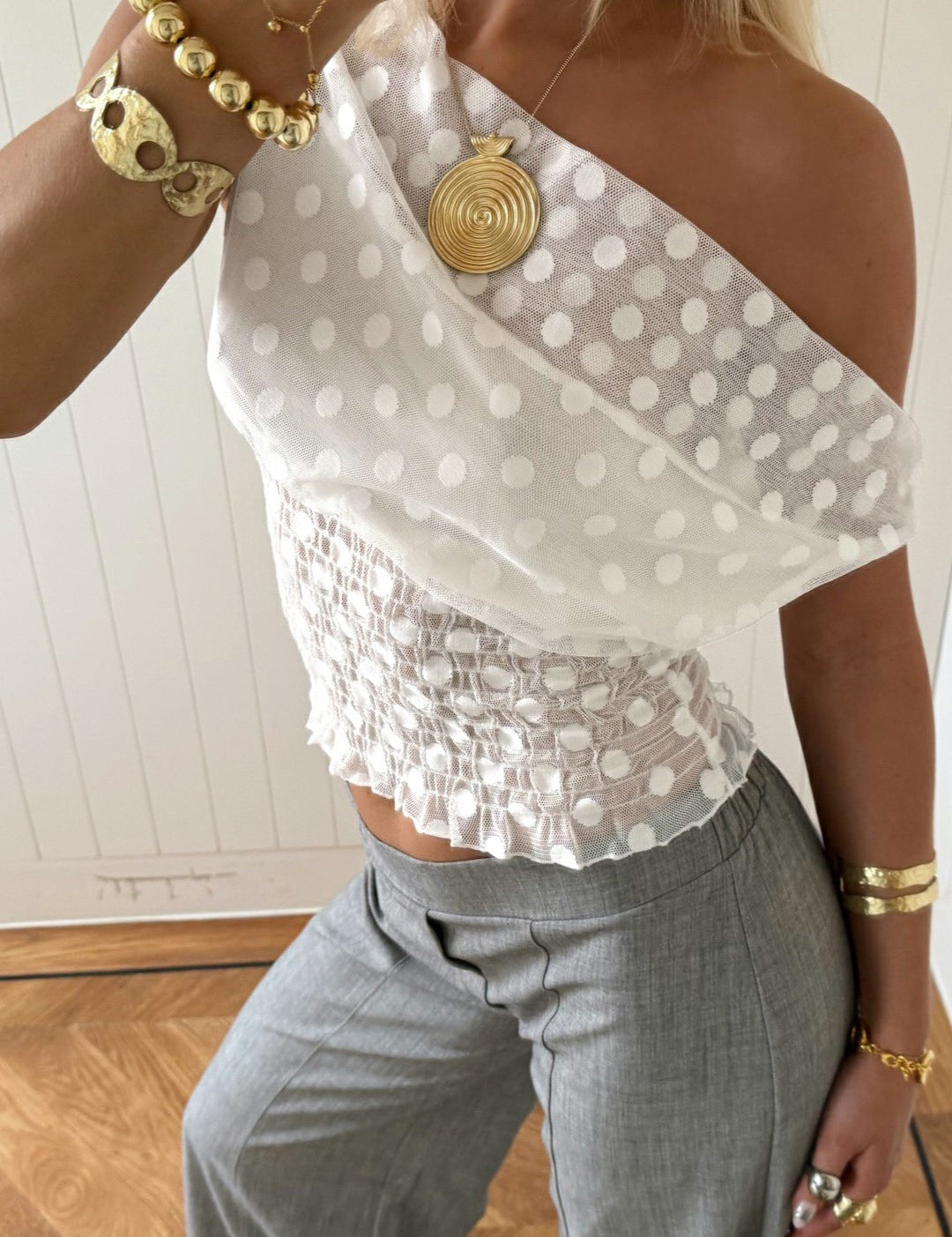 white-polka-dot-mesh-smocked-one-shoulder-top-ttc024-2.jpg