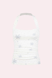 Y2K White Backless Crop Tank Top