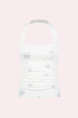Y2K White Backless Crop Tank Top