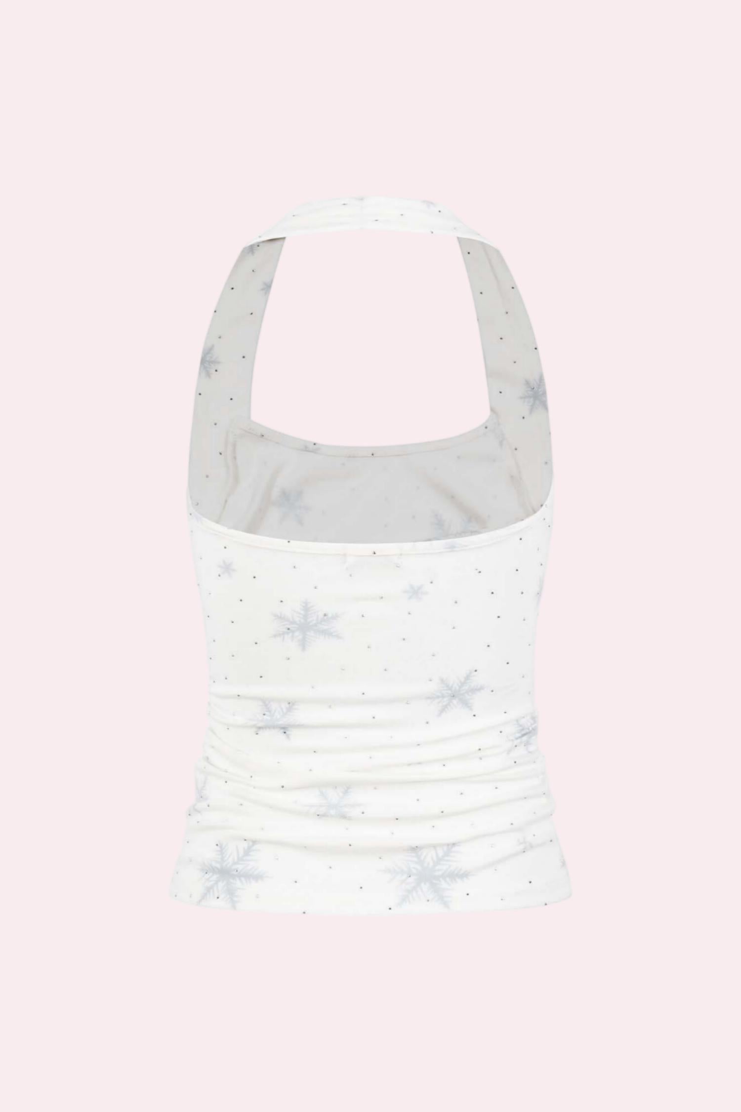 Y2K White Backless Crop Tank Top