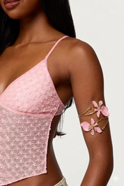 Y2K Pink Floral & Butterfly Upper Arm Cuff