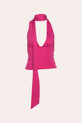 Y2K Hot Pink Long Neck Scarf  Halter Top
