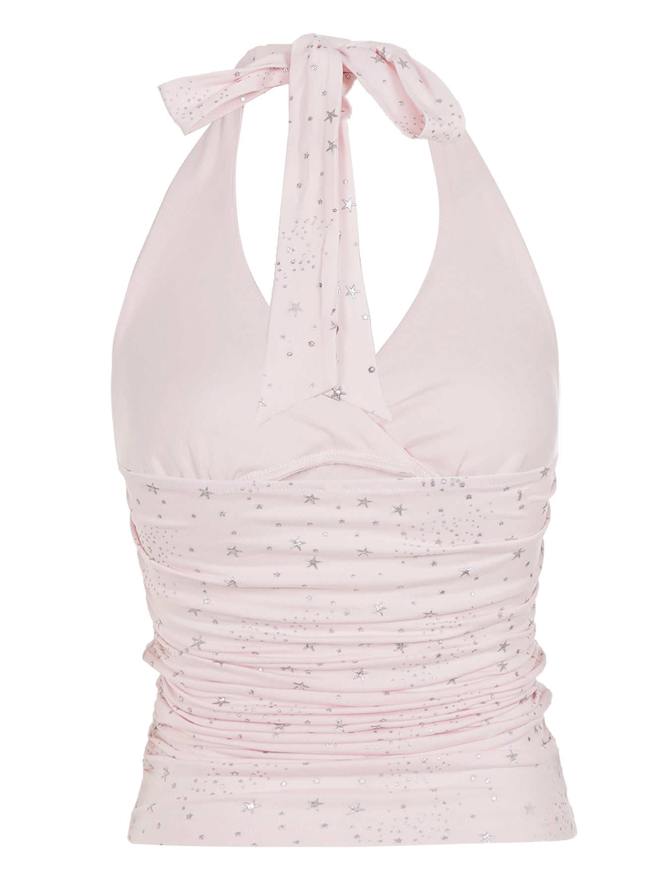 Y2K Aesthetic Pink Rhinestone Star Halter Top