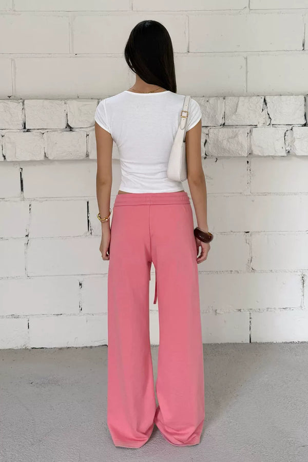 Y2K Wide Leg Pink Sweatpants