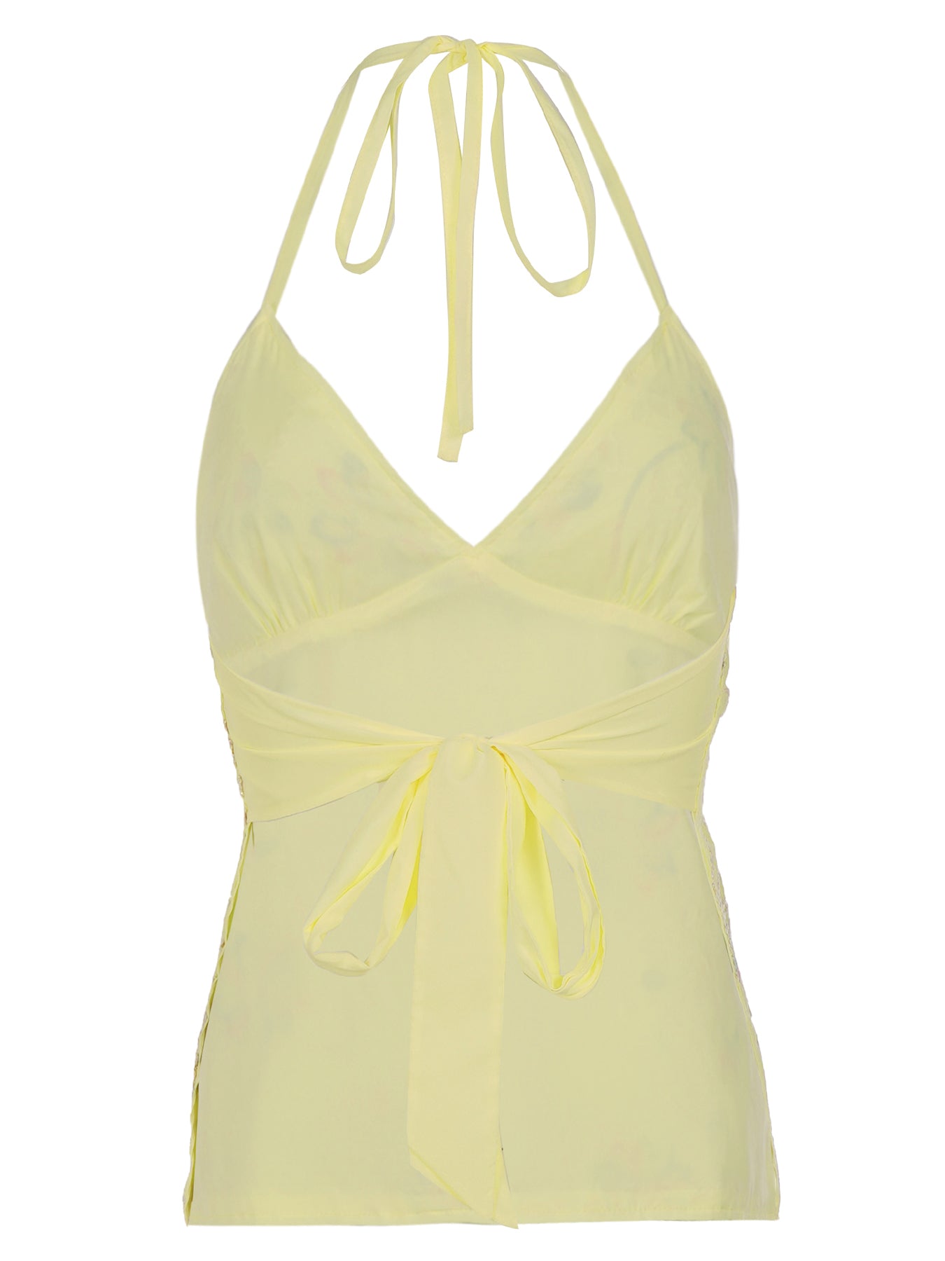 Embroidered Halter Yellow Floral Cami Top