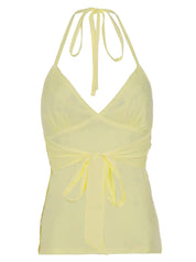 Embroidered Halter Yellow Floral Cami Top