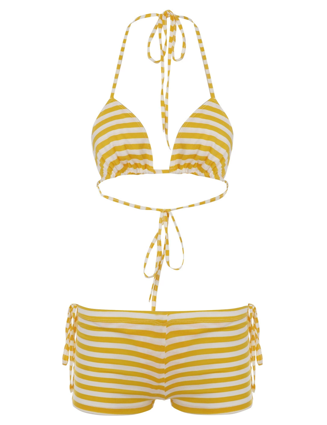 Black and White Striped Bikini Set