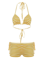 Black and White Striped Bikini Set