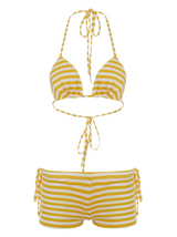 Black and White Striped Bikini Set